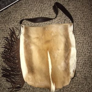 Antelope hair on hide purse